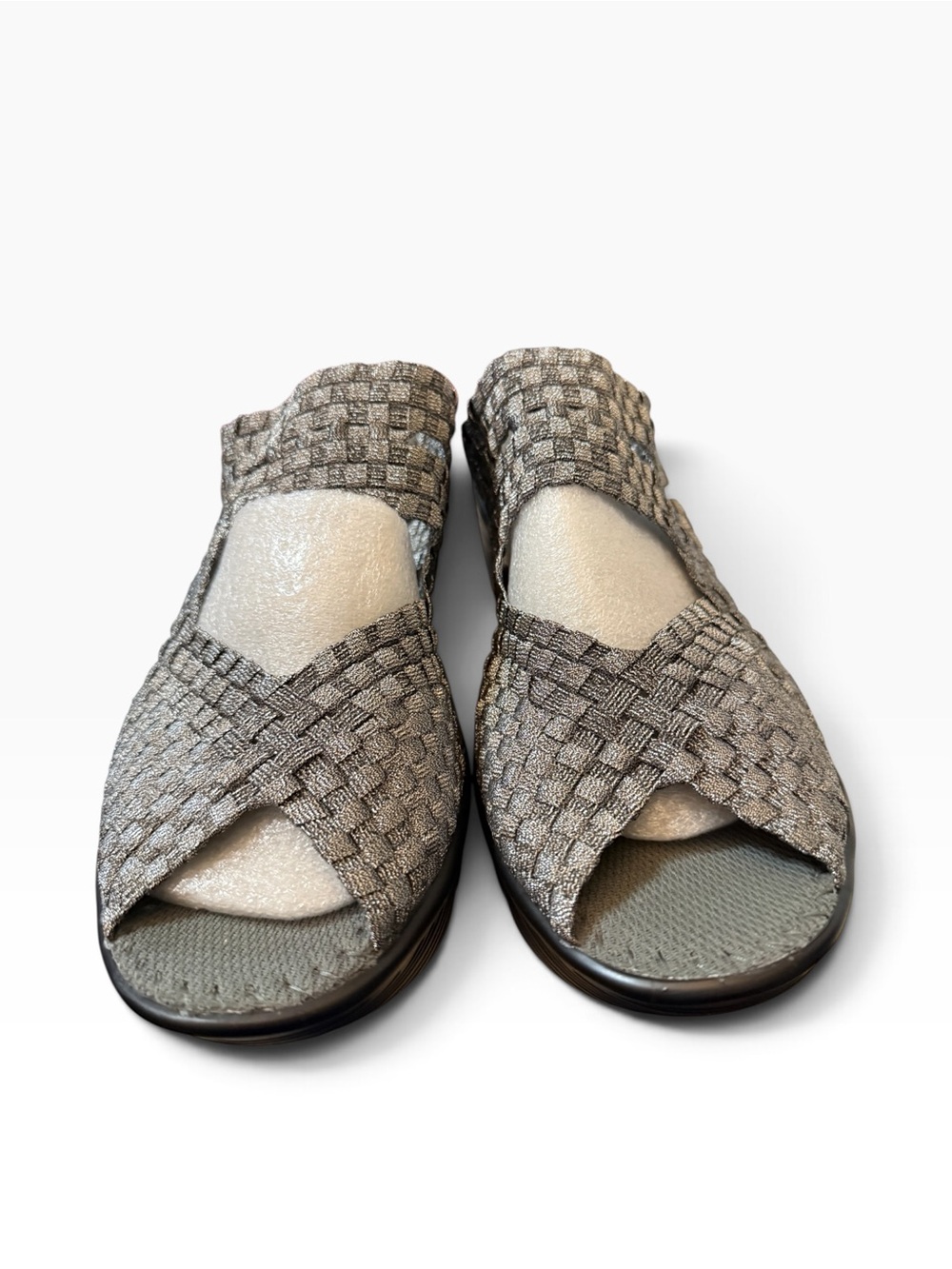 Bernie Mev Lolita Pewter Woven Wedge Sandals EU 41 US 10 NIB
